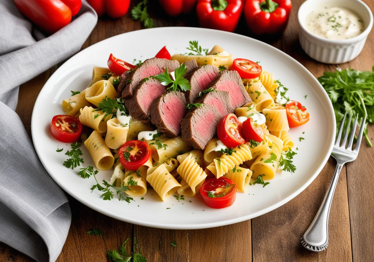 Colorful Pasta Salad with Beef