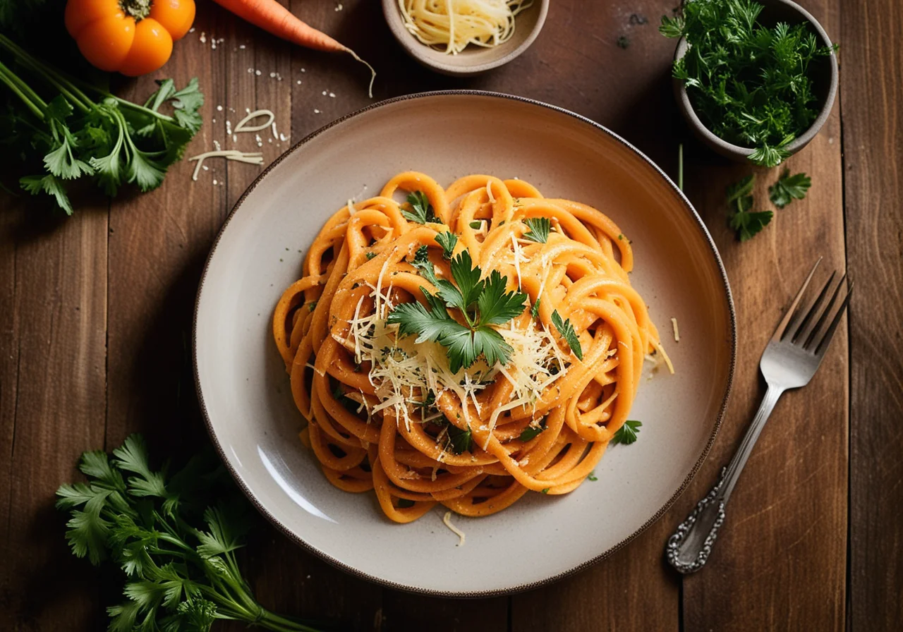 Spaghetti with Carrot Cream Sauce