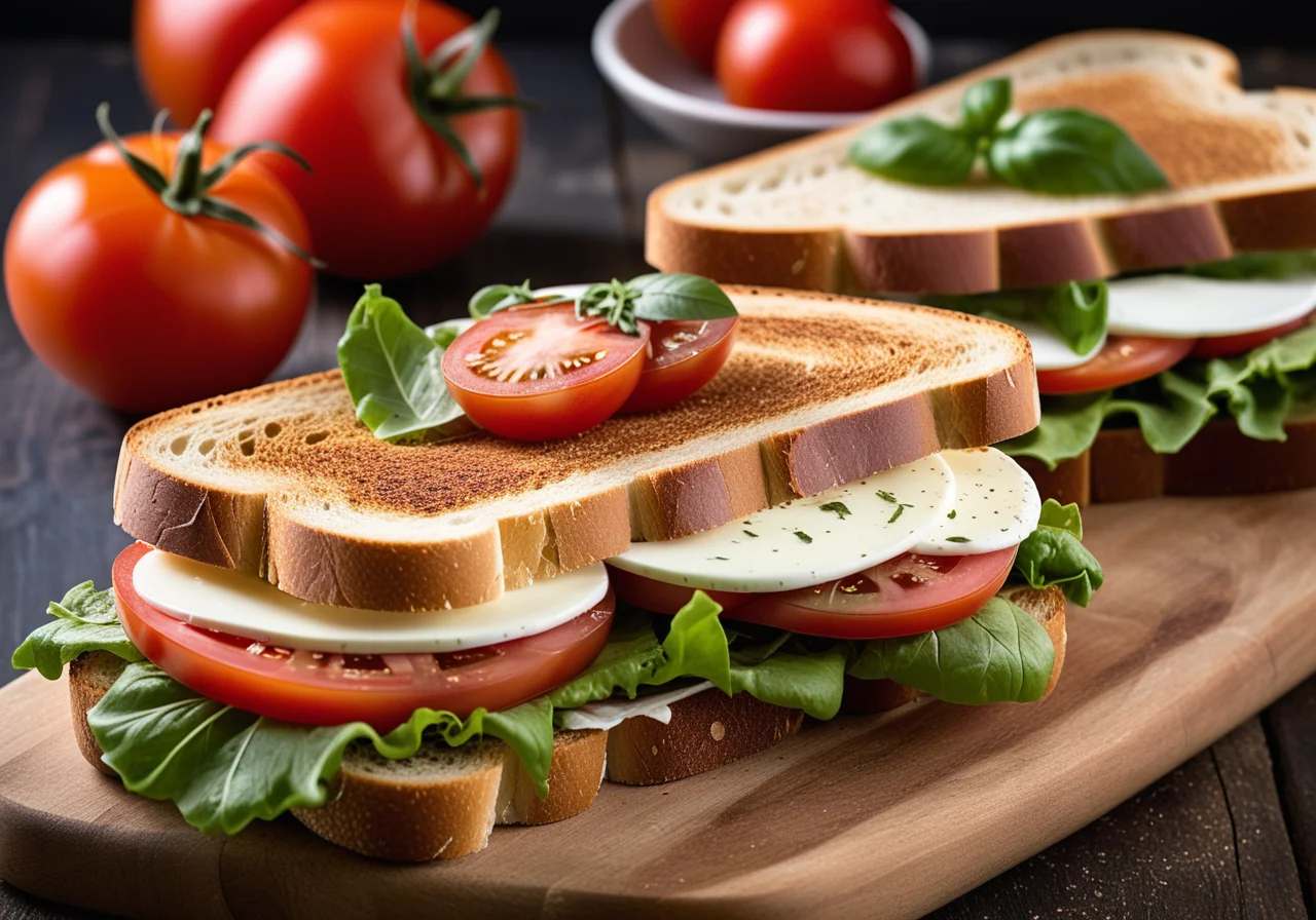 Ham, Tomato, Mozzarella Sandwich