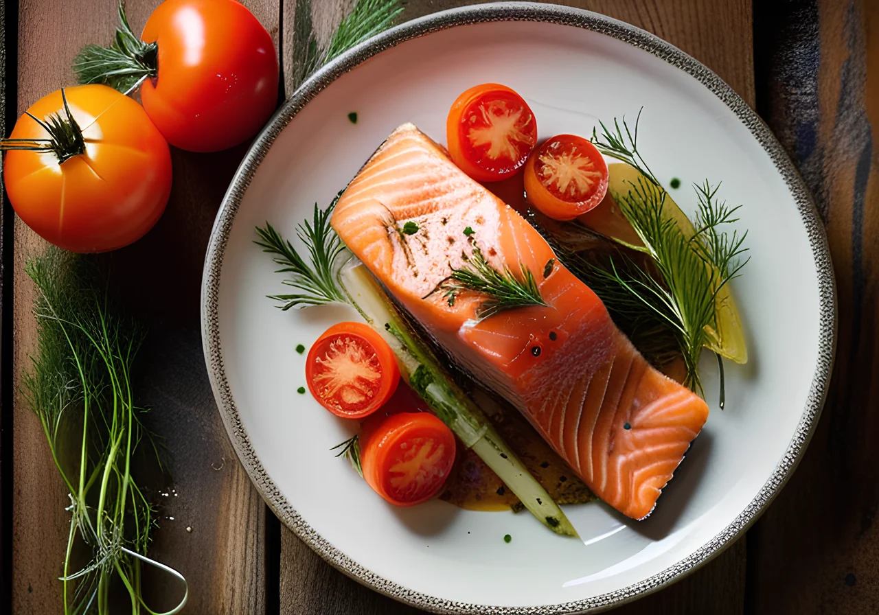 Salmon with Tomato-Fennel Vegetables