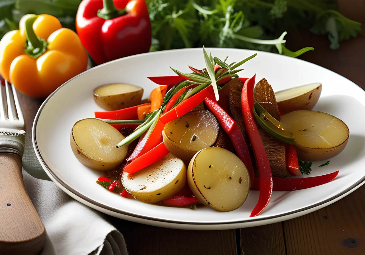 Kassler with Potatoes and Bell Peppers