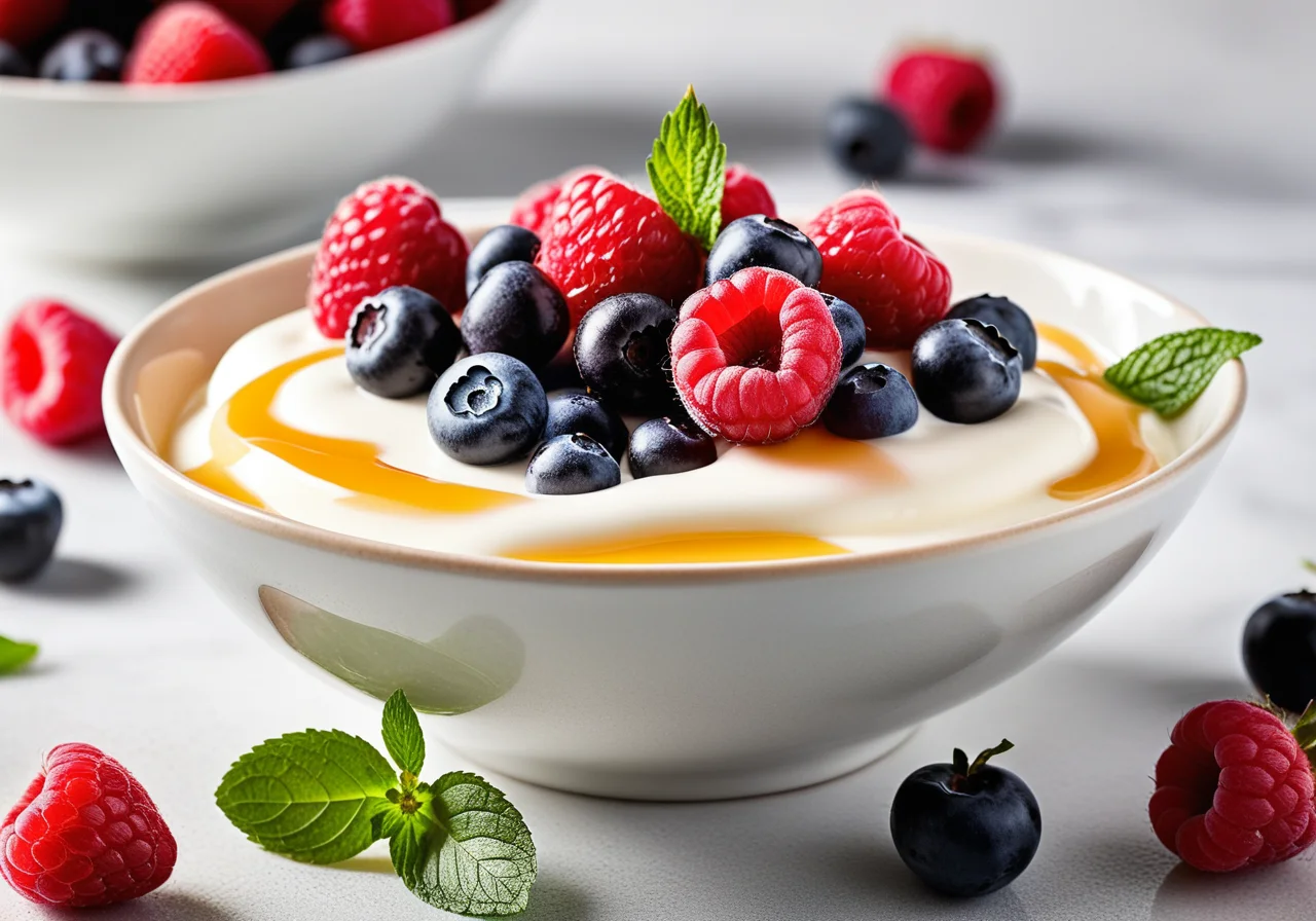 Summer Berries with Yogurt and Honey