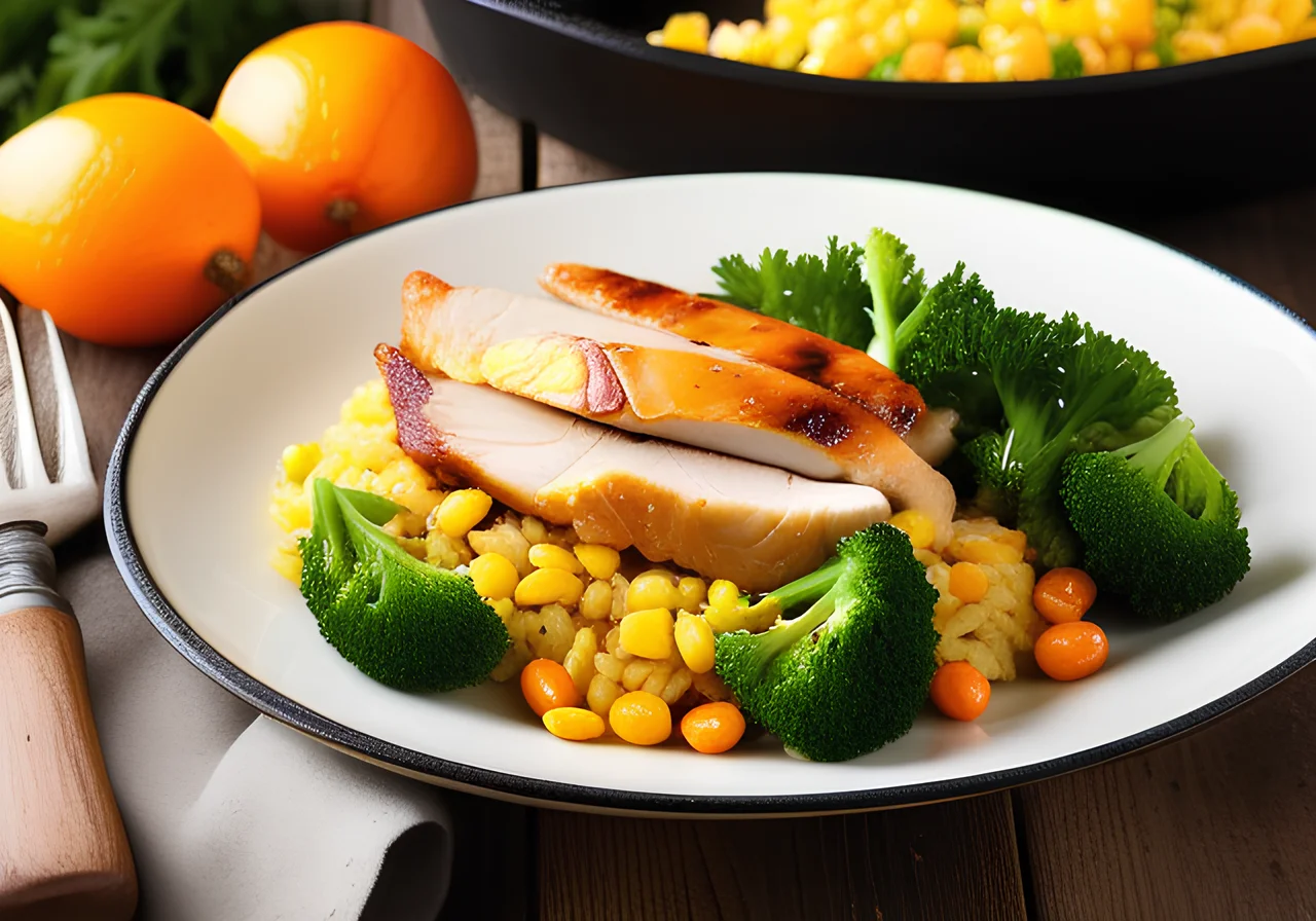 Chicken Rice Skillet with Broccoli and Corn