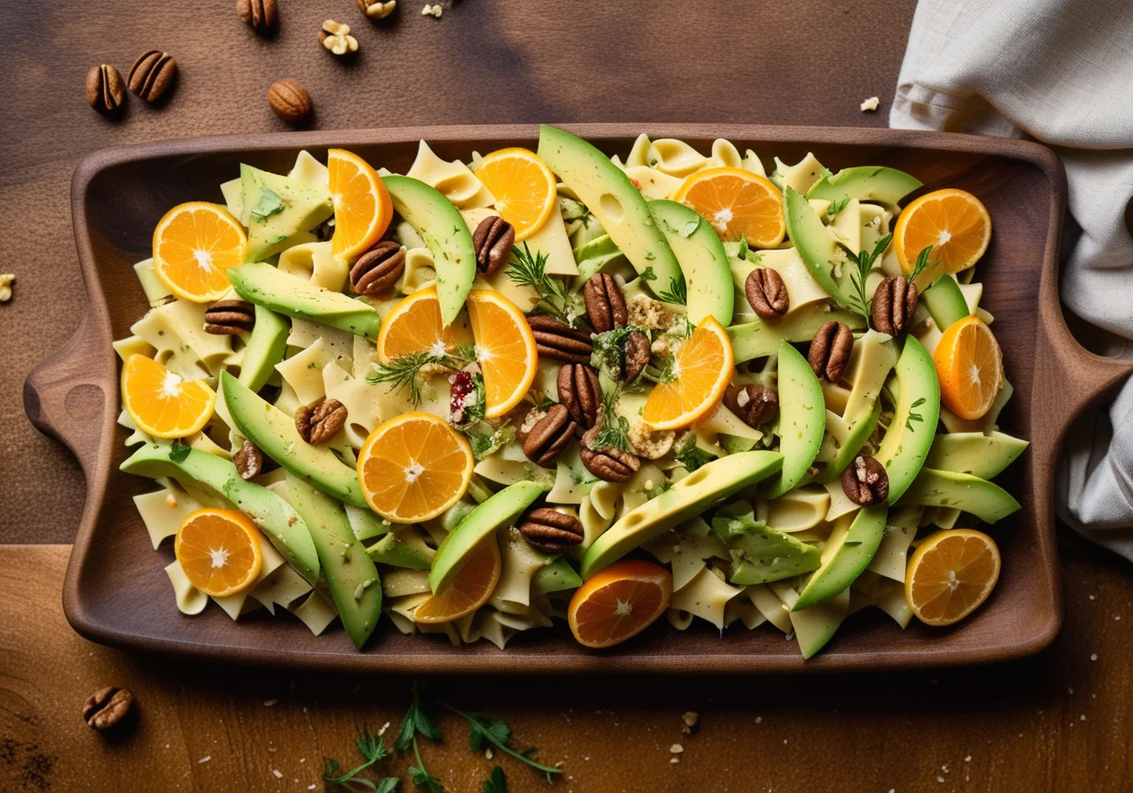 Pasta Avocado Salad with Walnuts