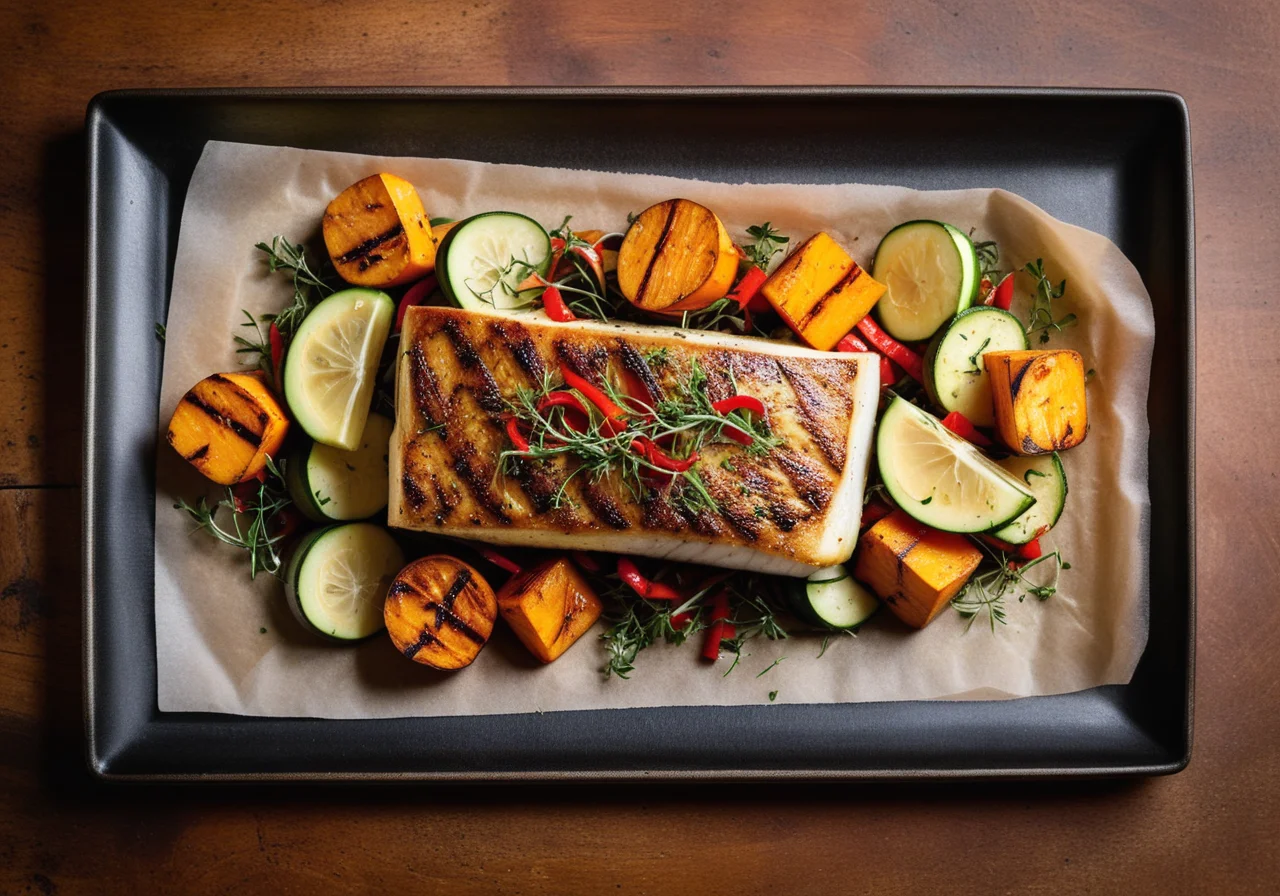 Grilled Sea Bass with Vegetables en Papillote