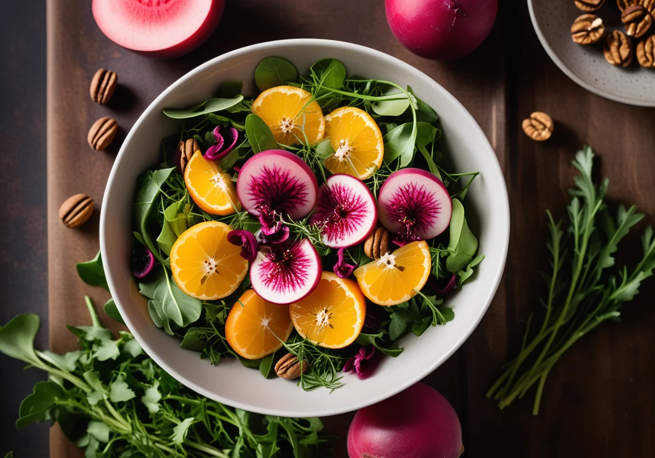 Exotic Winter Salad with Watermelon Radishes