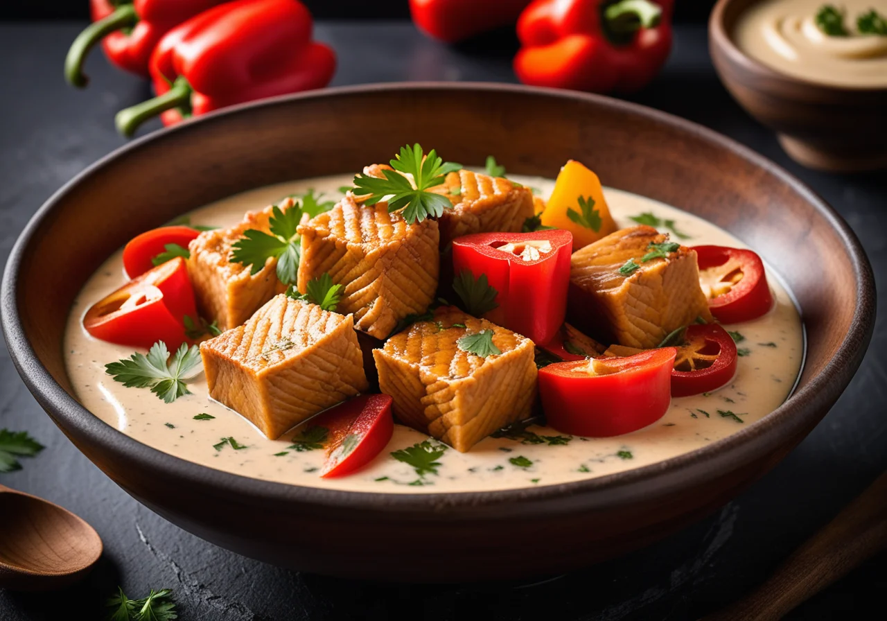 Carp Ragout with Red Bell Peppers