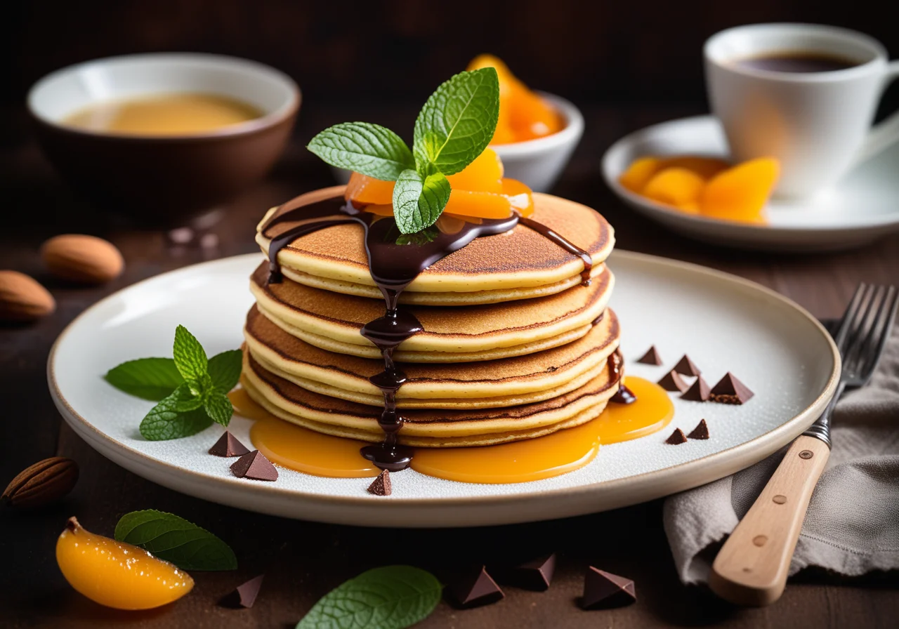 Chocolate Pancakes with Pears