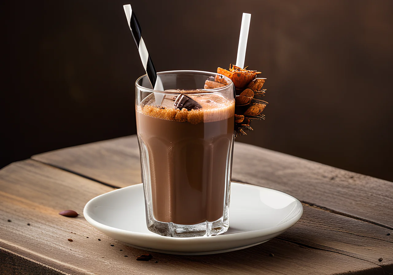 Chocolate Coconut Drink with Date Skewer
