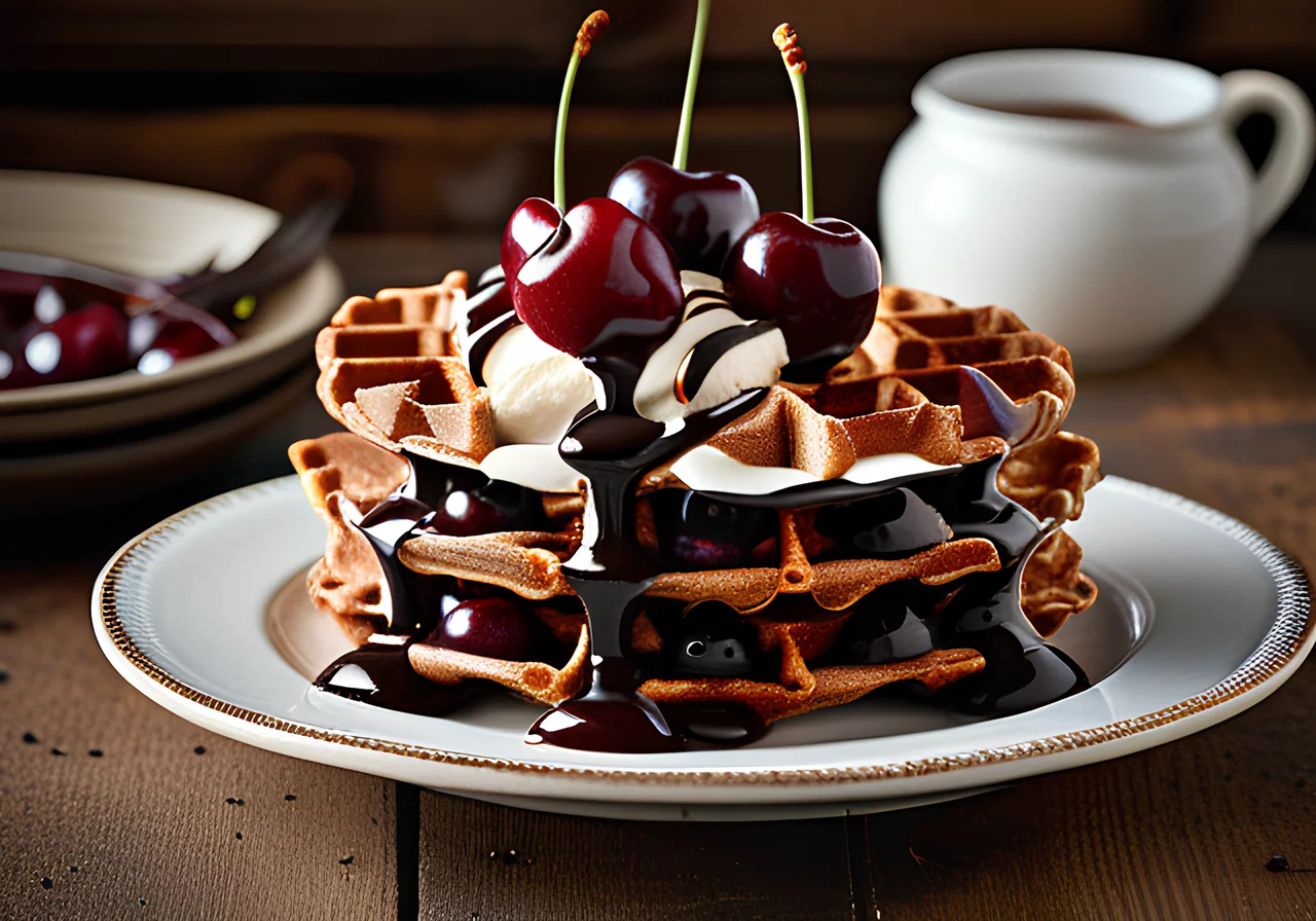 Black Forest Cherry Waffle Cake