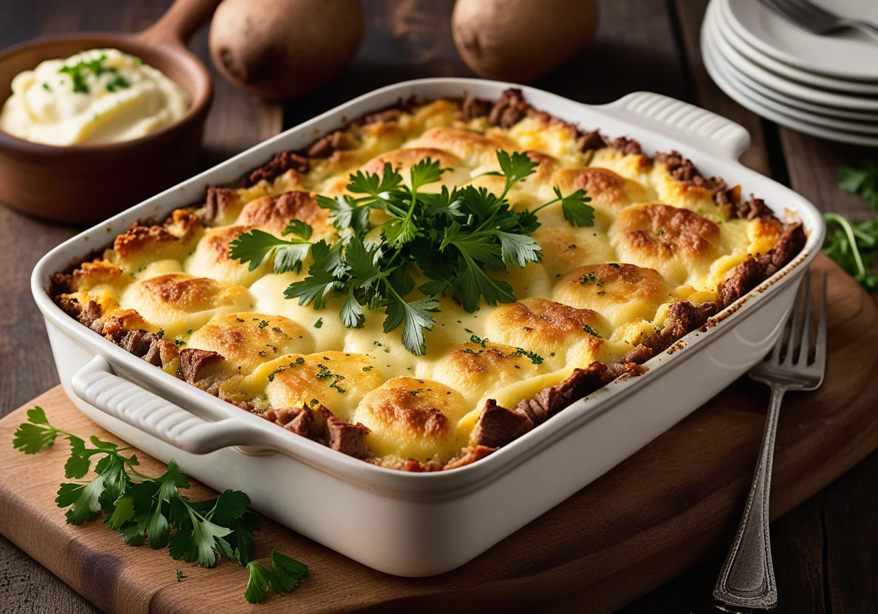 Beef Gratin with Baked Potatoes