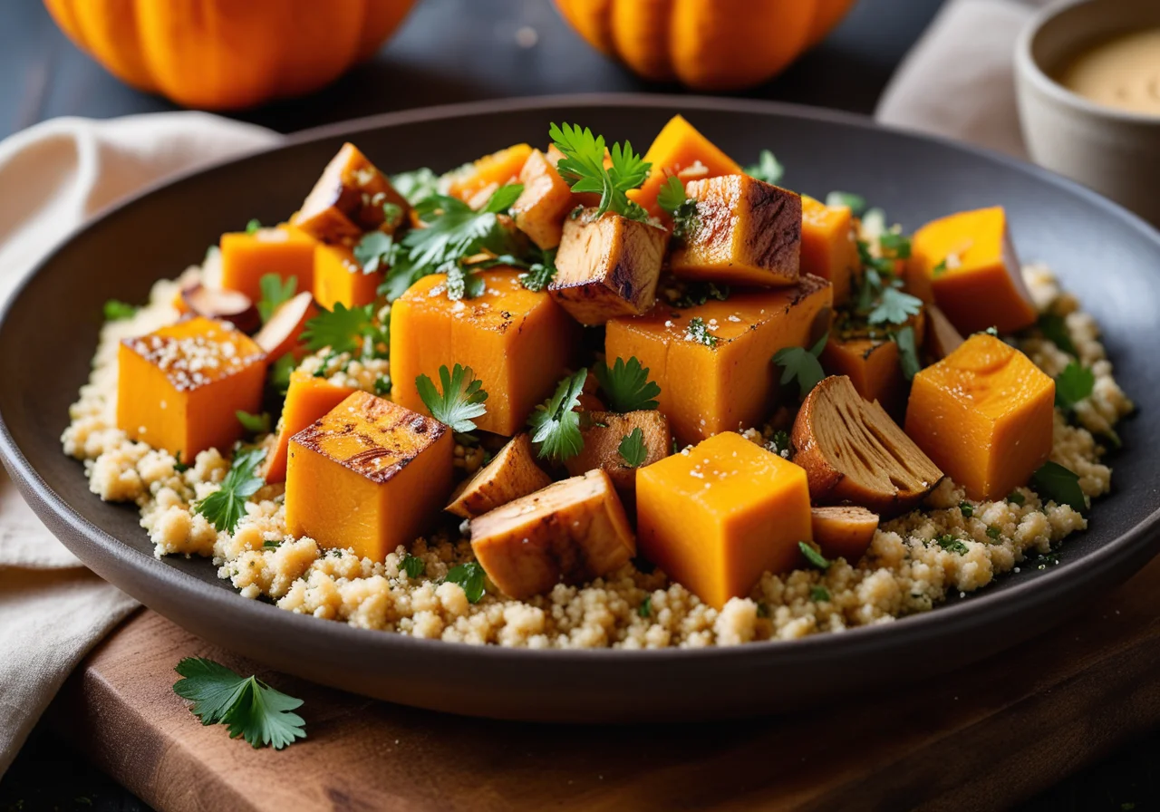 Warm Pumpkin Salad with Chicken and Couscous