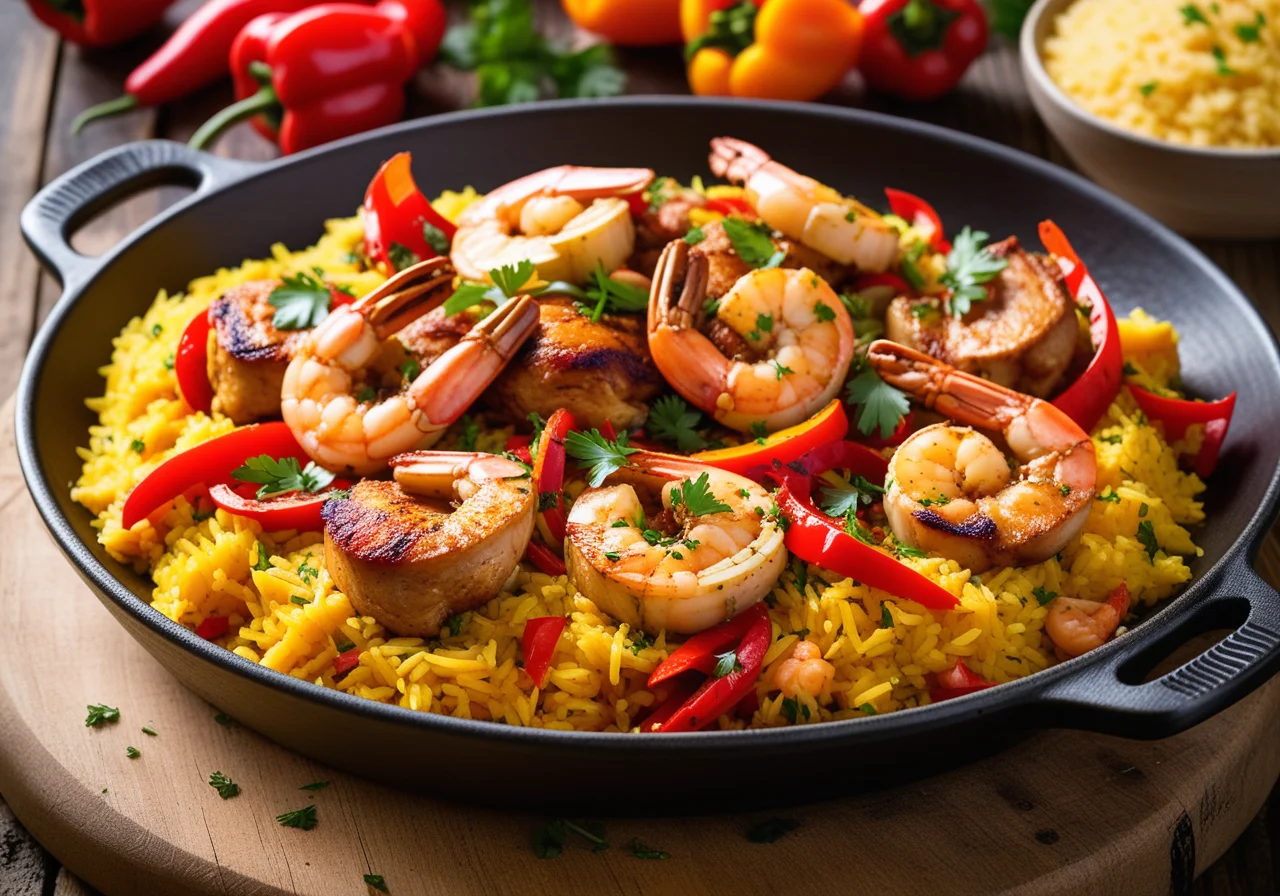 Chicken Paella with Shrimp