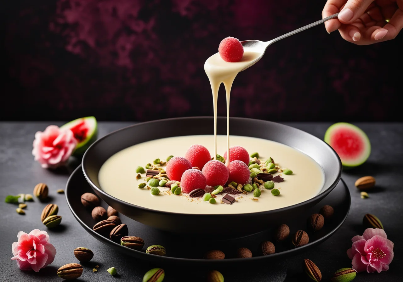 White Chocolate Fondue with Melon