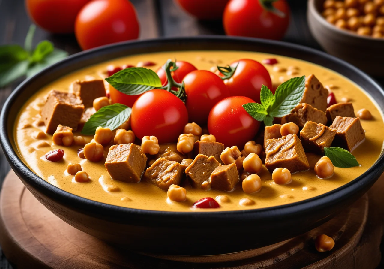 Curry with Seitan, Chickpeas and Tomatoes