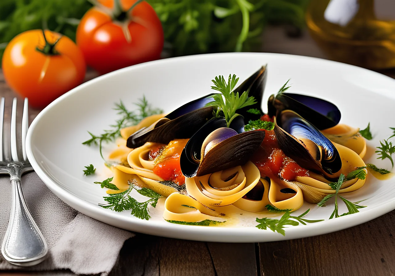Tagliatelle with Tomato Mussel Sauce