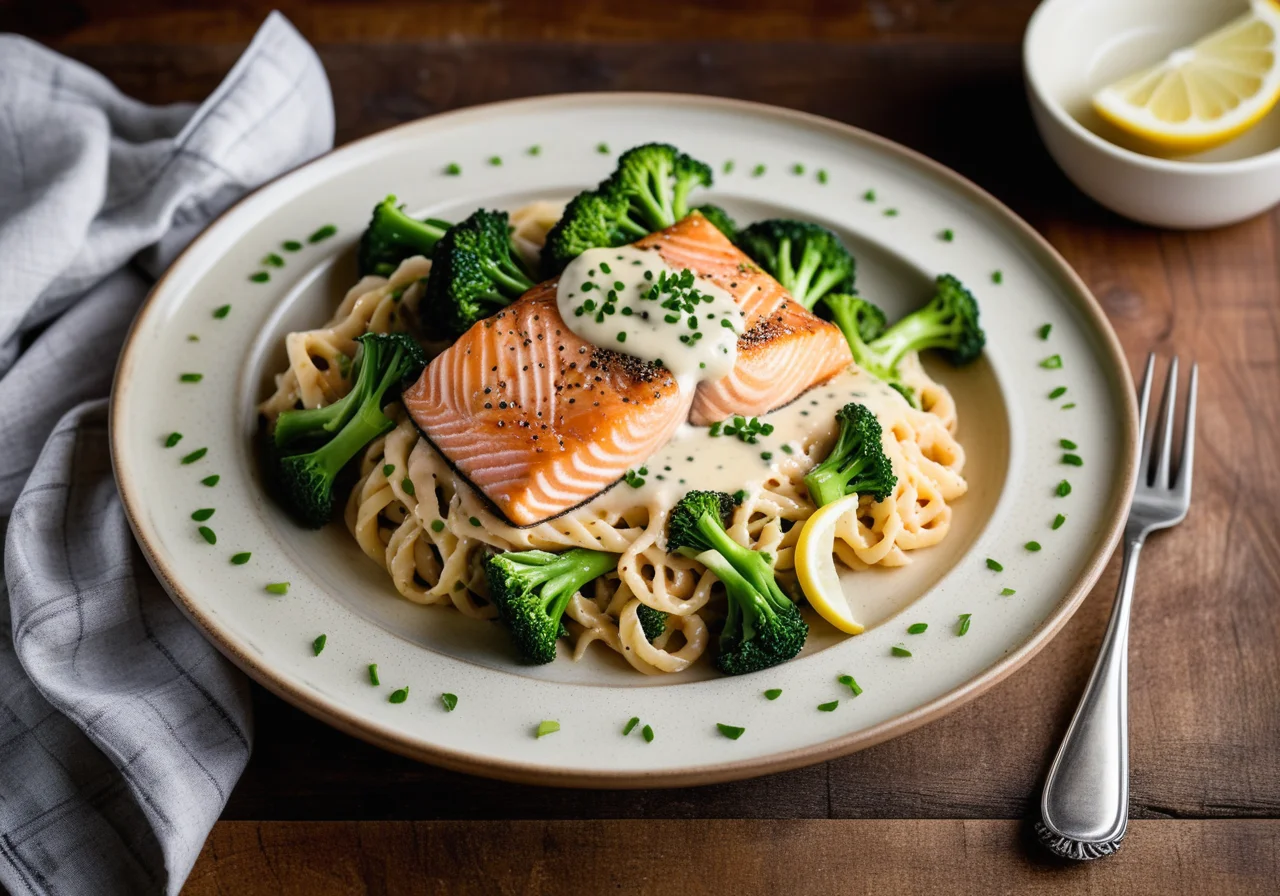 Spiral Noodles with Salmon
