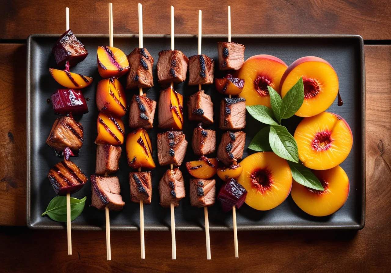 Duck Skewers with Peach