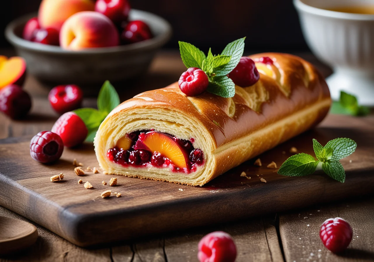 Pastry Rolls with Peaches