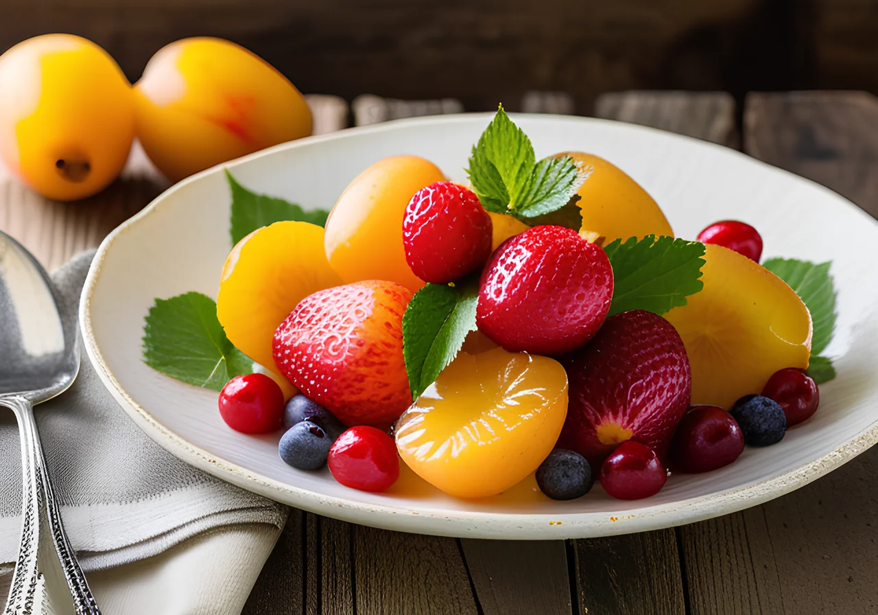 Fruit Salad with Mirabelle Plums and Lemon Balm