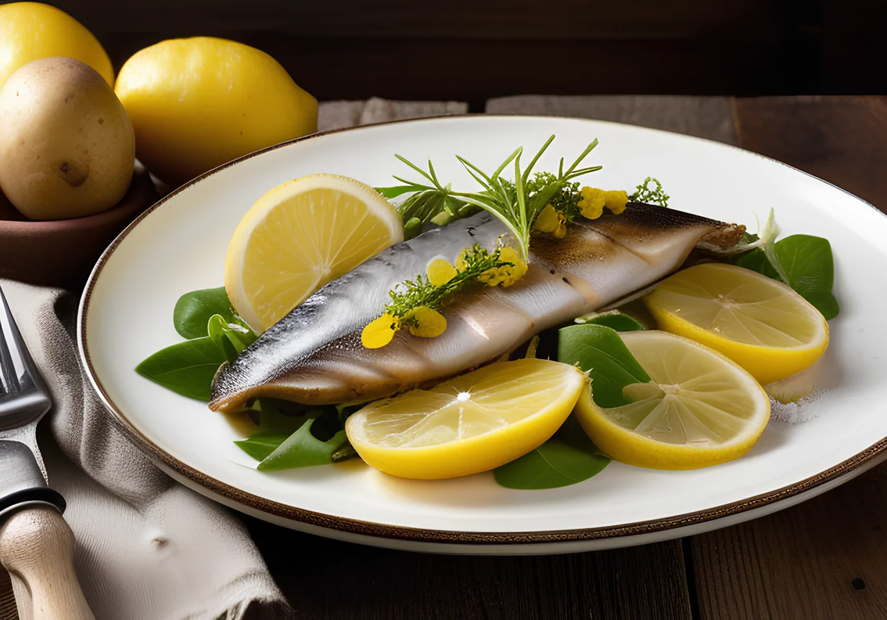 Grilled Herring "Green" with Potatoes