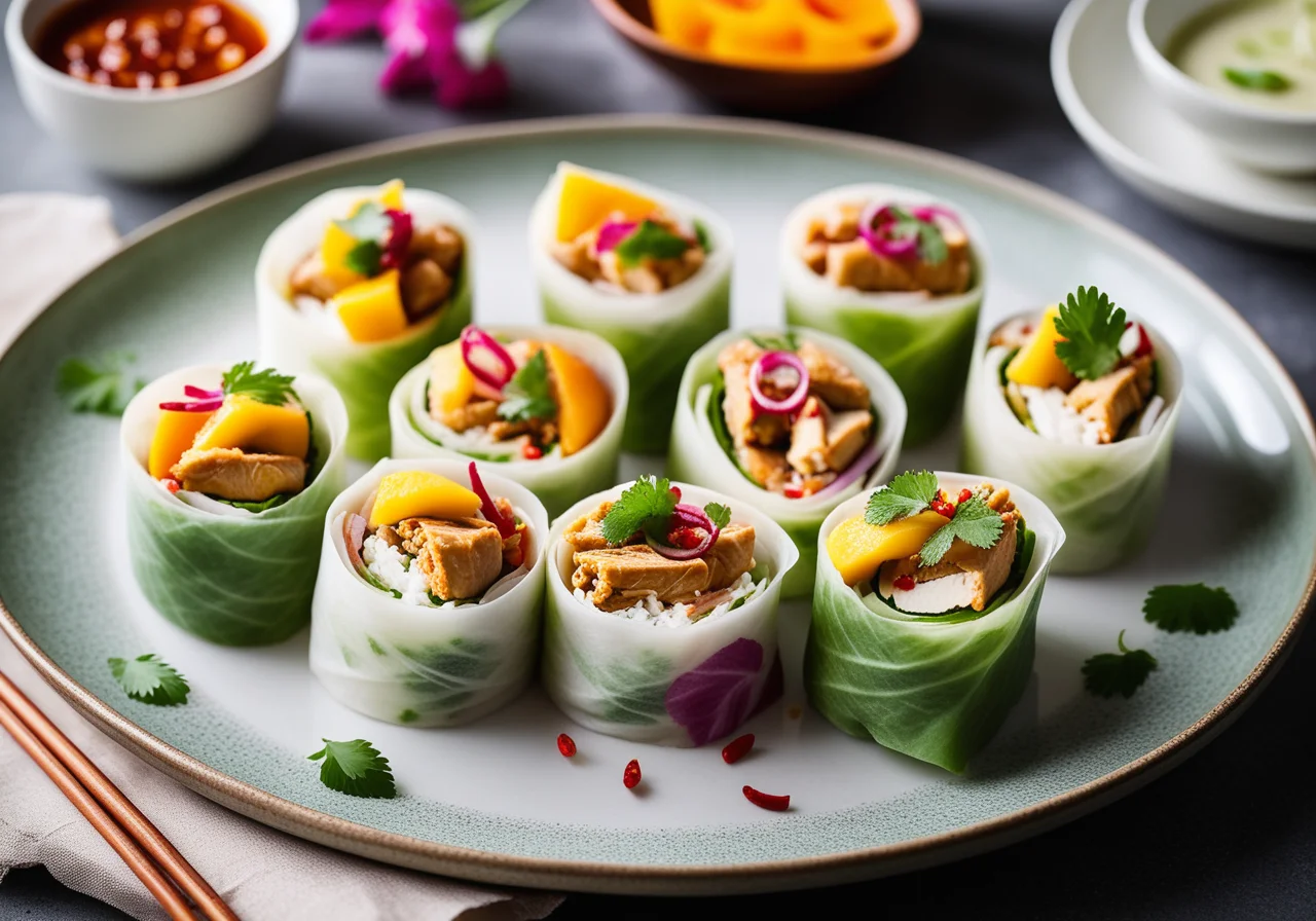 Rice Paper Rolls Stuffed with Chicken