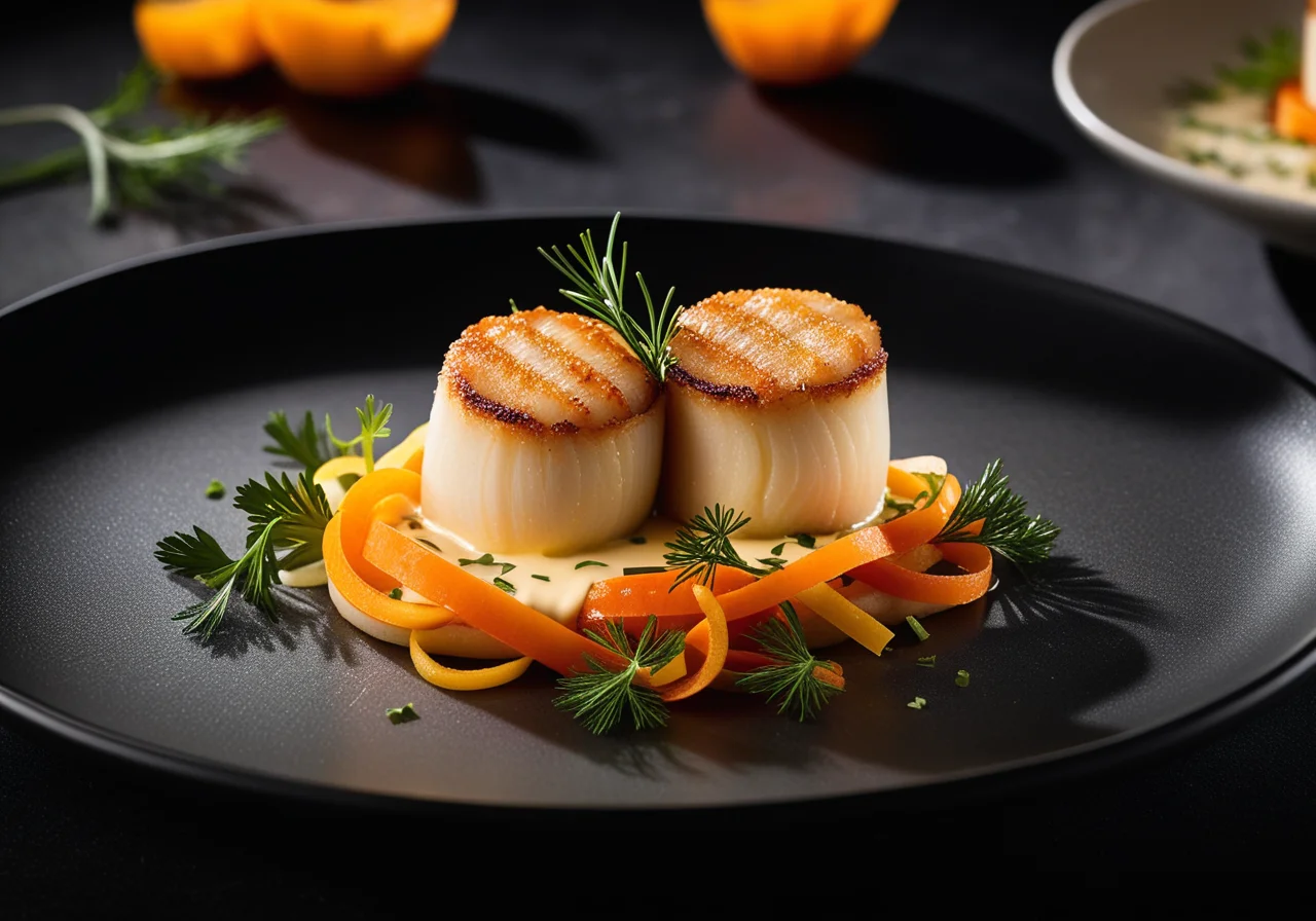 Sea Scallop Rolls with Carrots and Fennel