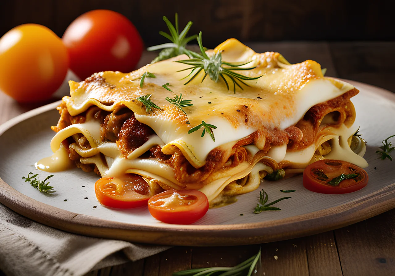 Vegetarian Lasagna with Tomatoes, Bell Peppers, and Zucchini