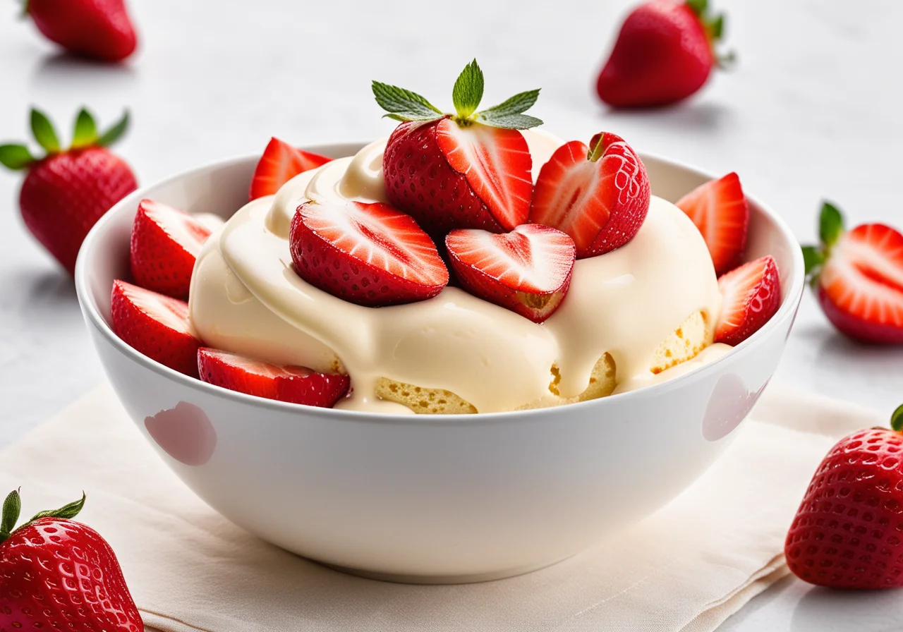 Low‑fat Quark Ice Cream with Strawberries