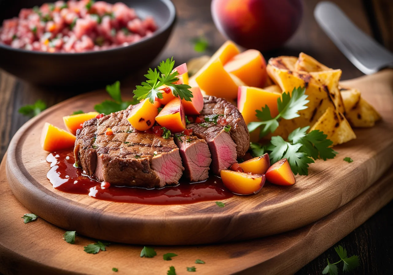 Veal Cutlet with Peach Salsa