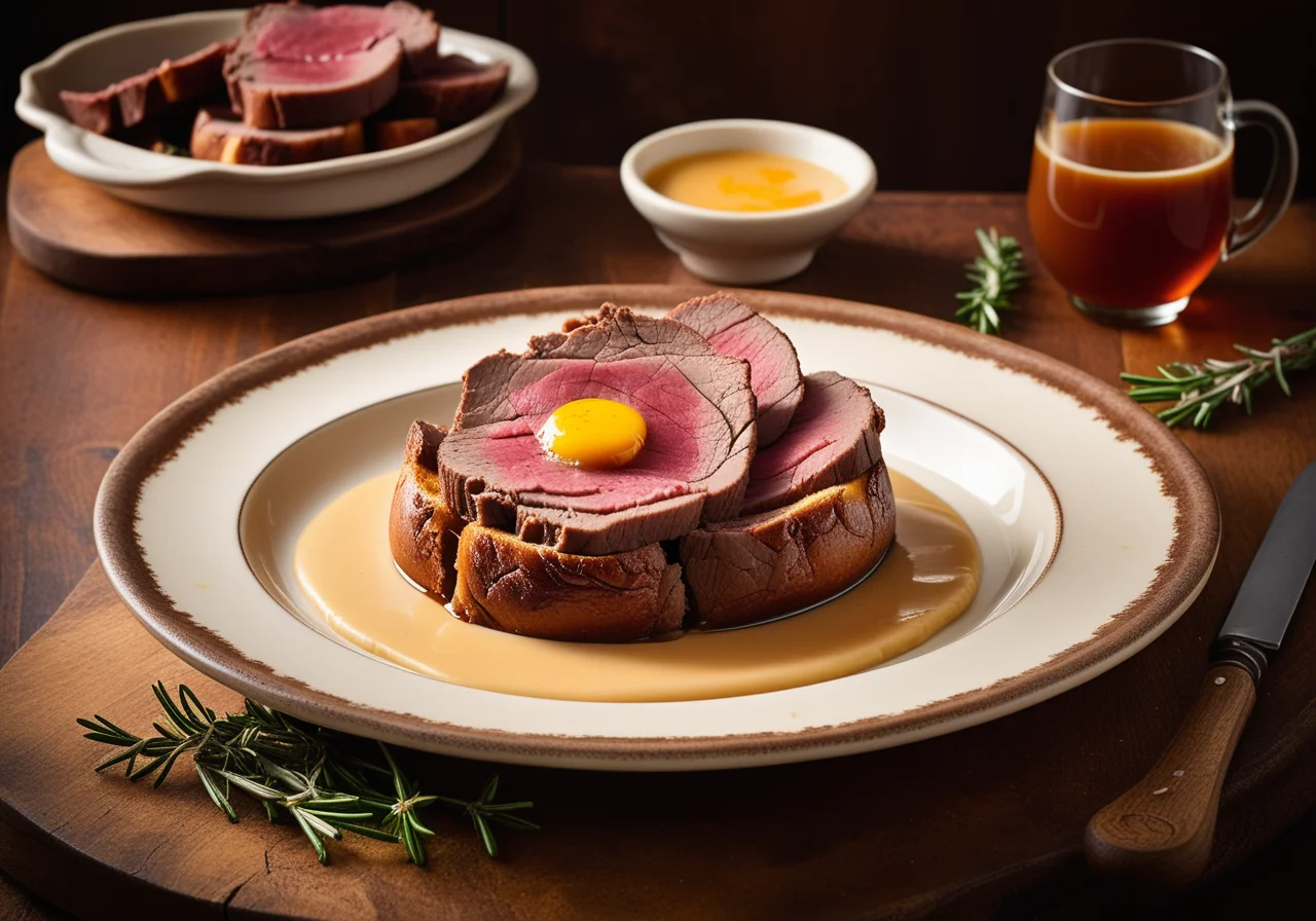 Roast Beef on Bone with Gravy and Yorkshire Pudding