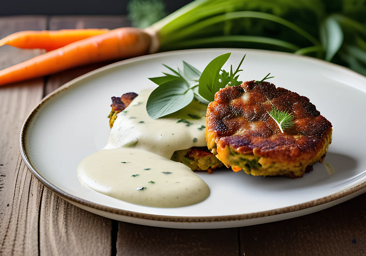 Vegetable Patties with Wild Garlic Dip