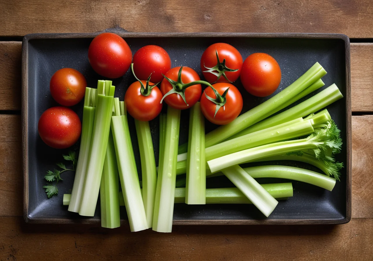 Stalk Celery with Tomatoes from the Pan
