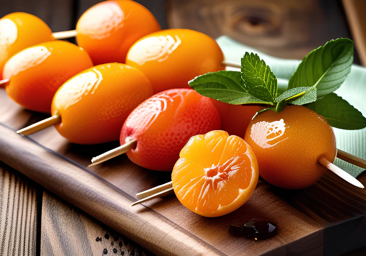 Orange Fruit Skewer with Kumquat, Grapefruit and Orange