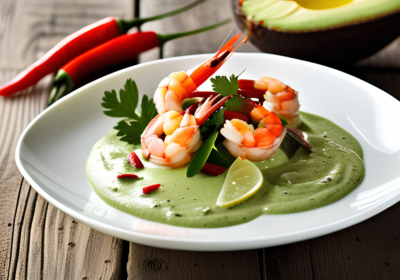 Spicy Shrimp on Avocado Cream