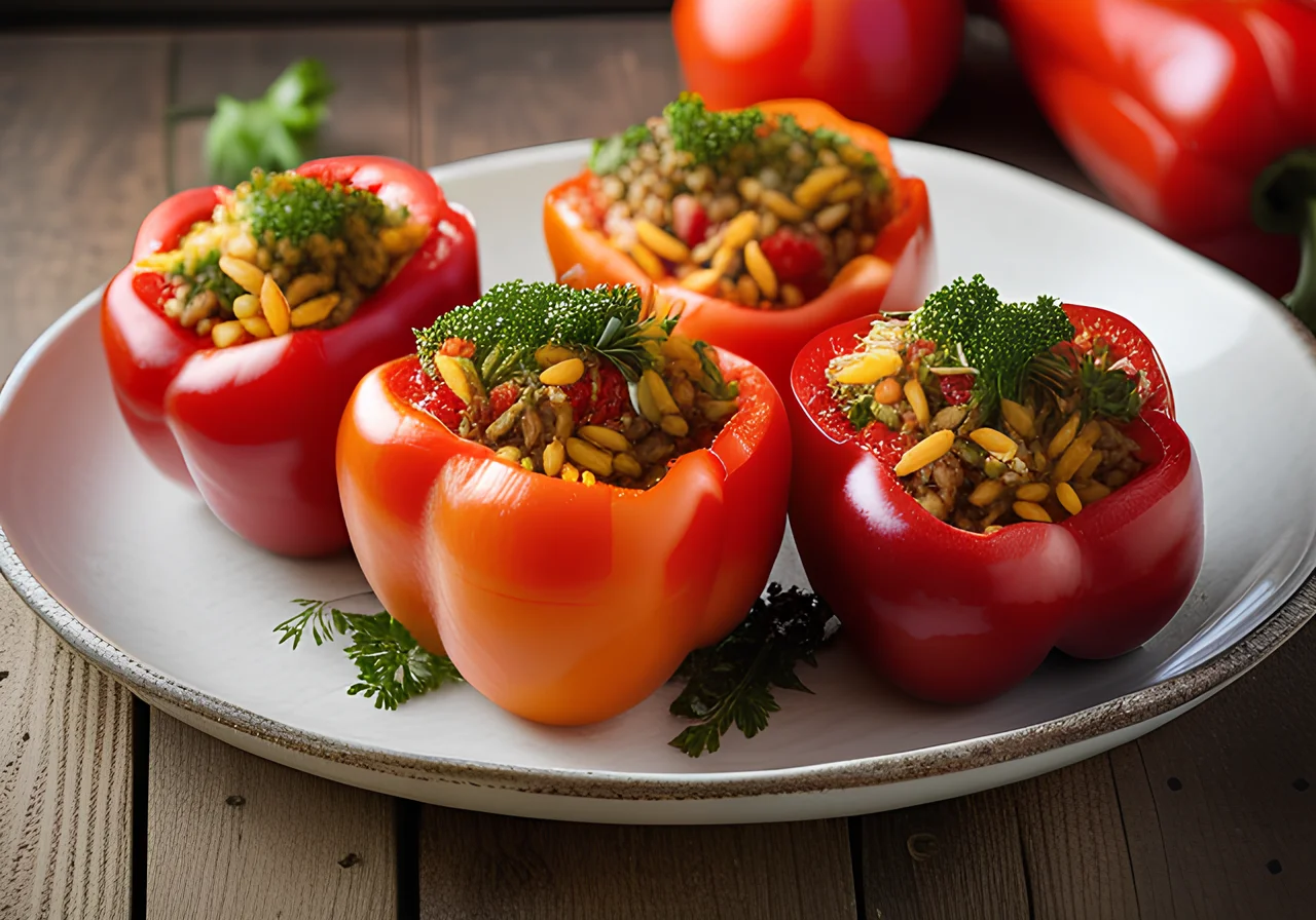 Stuffed Bell Peppers with Rice and Beans