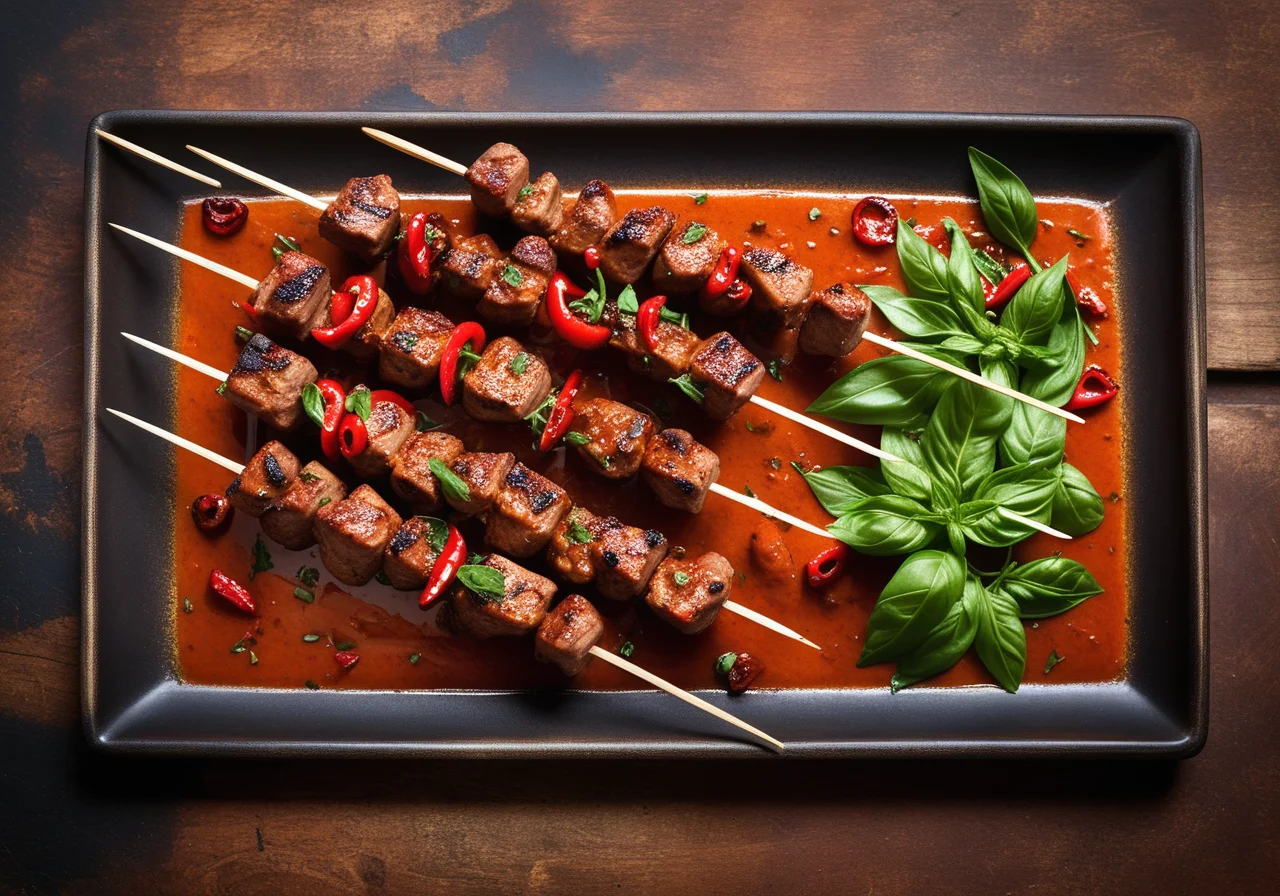 Veal Skewers with Paprika Sauce
