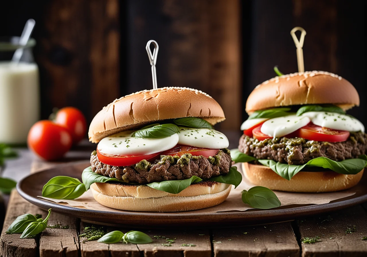 Italian Beef Burgers with Tomato and Mozzarella