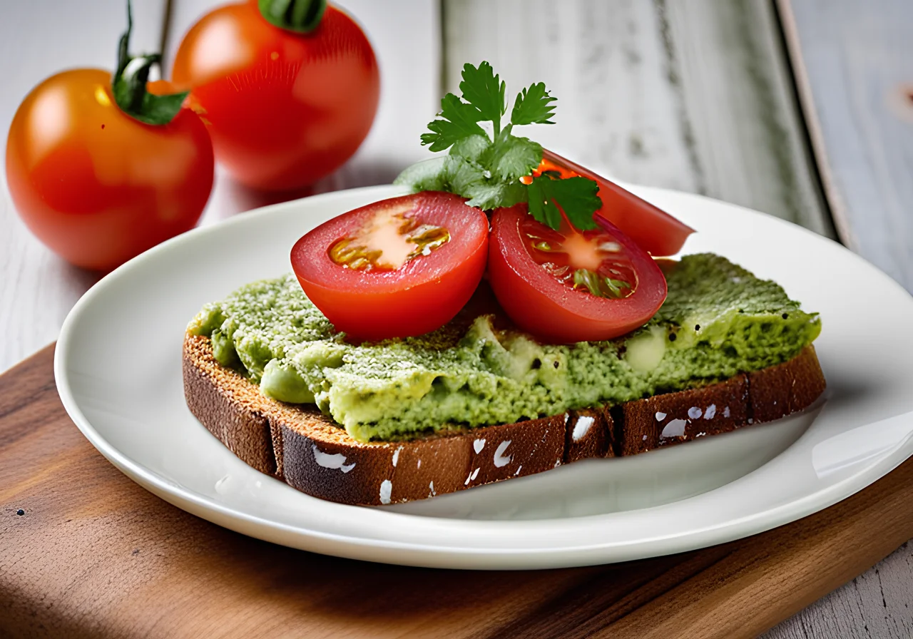 Whole Grain Bread with Omelette and Baked Beans
