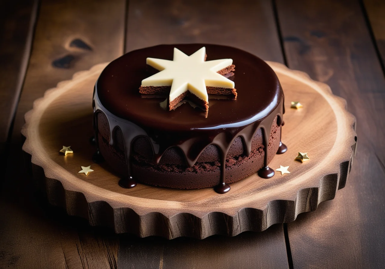 Chocolate Cake with Marzipan Stars