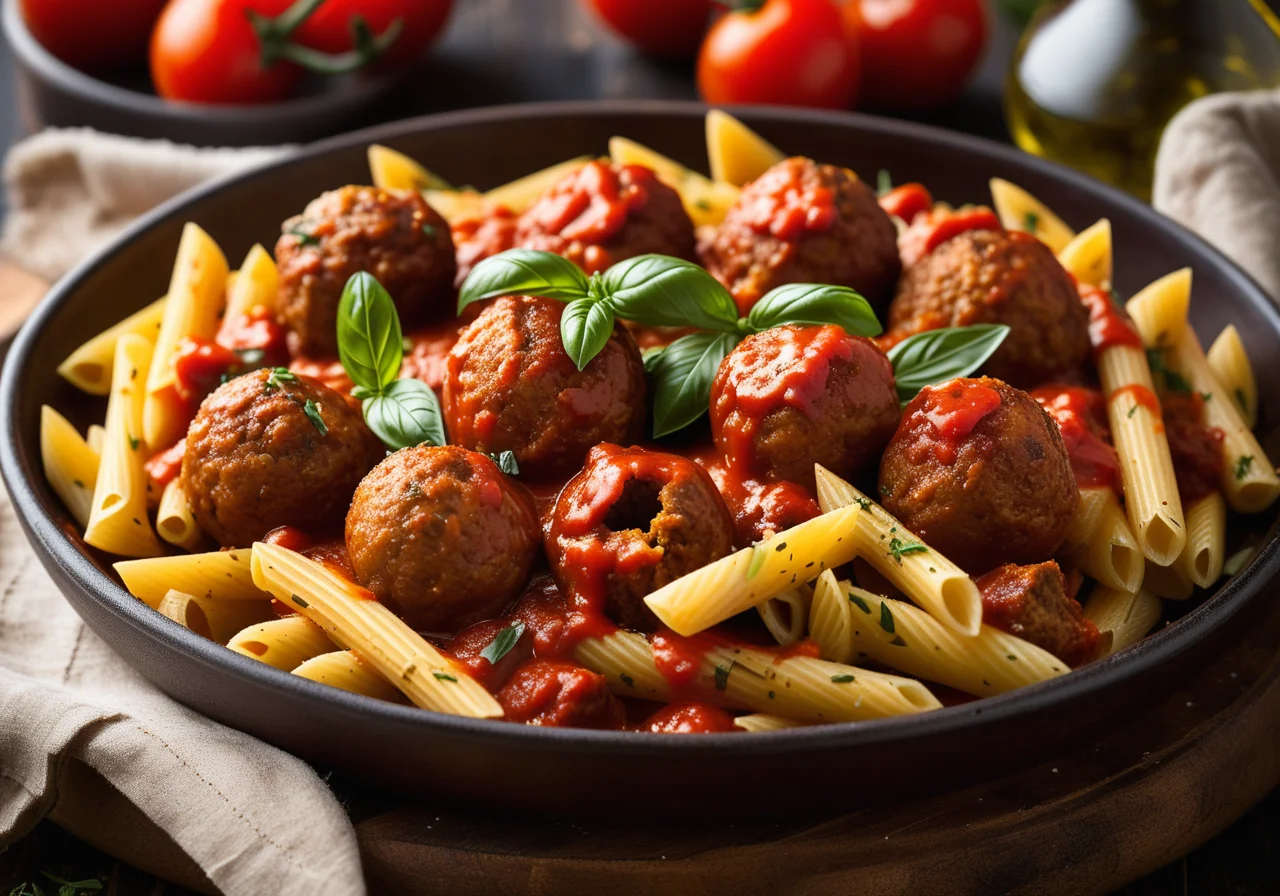 Pasta with Tomato Sauce and Meatballs