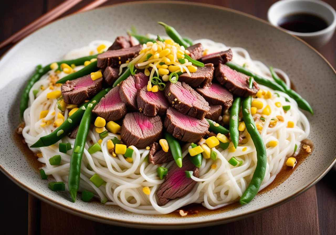 Rice Noodles with Beef and Vegetables