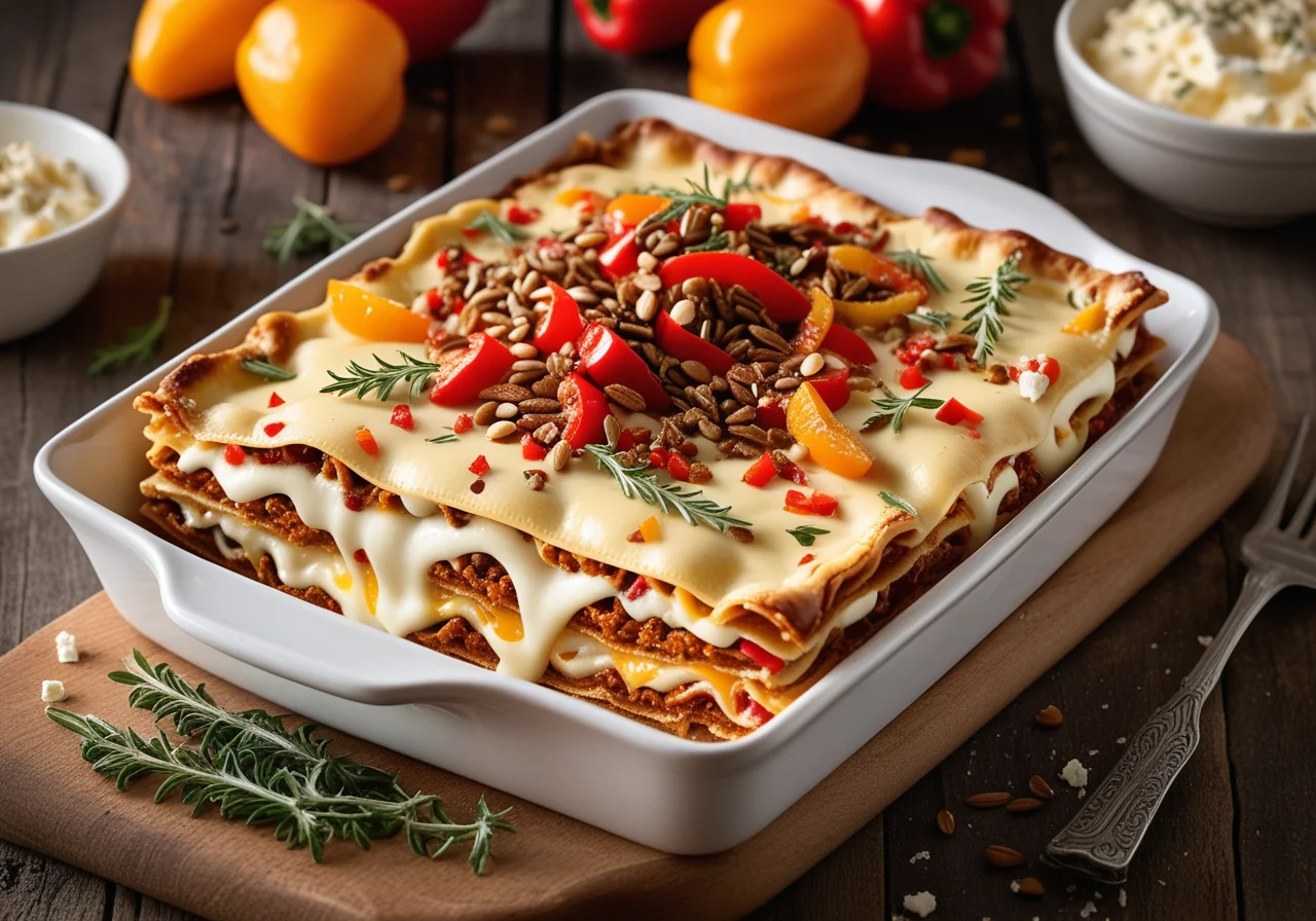Open Lasagna with Bell Peppers and Feta