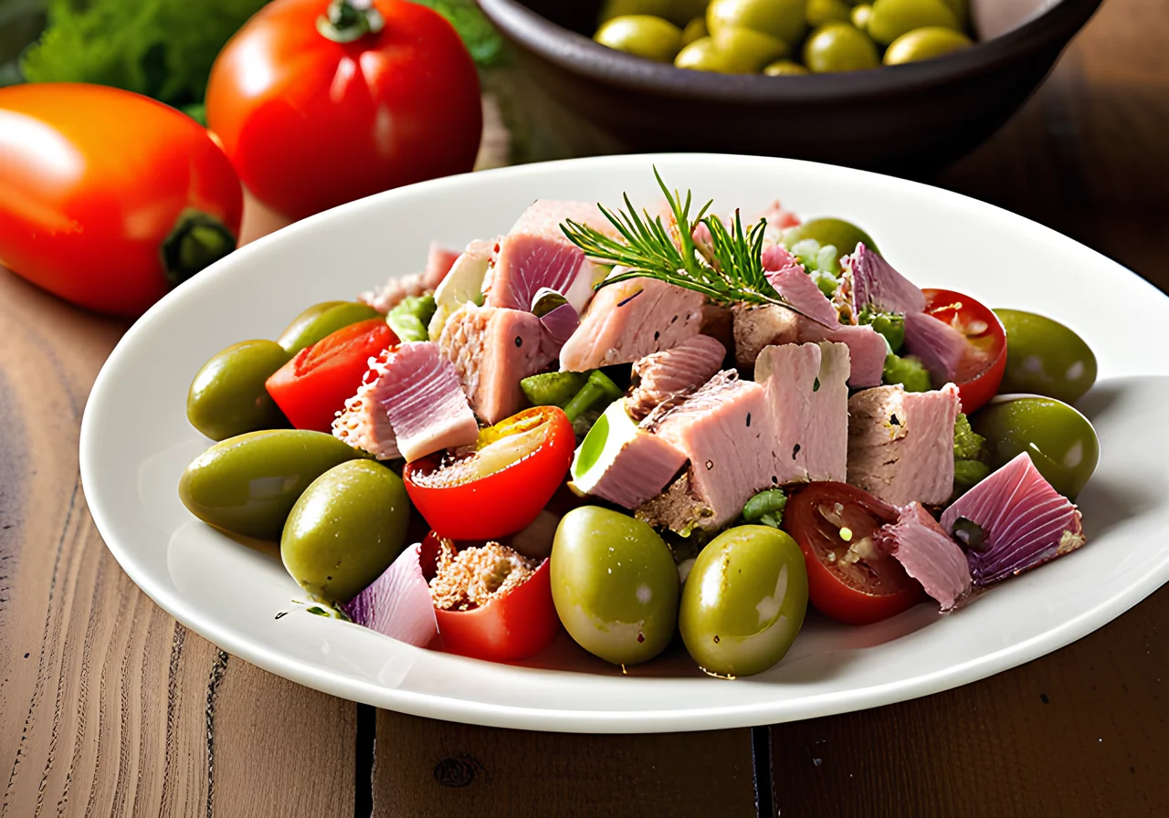 Tuna Salad with Olives and Vinegar‑Oil Dressing