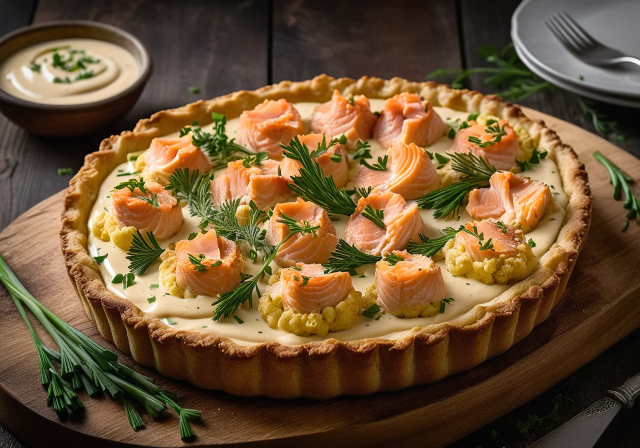 Cauliflower Salmon Tart