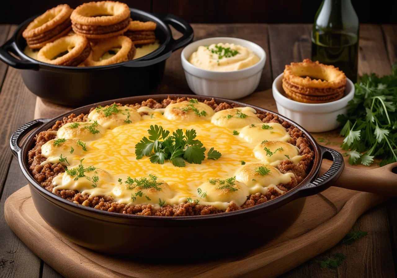 Baked Minced Meat with Savoy Cabbage and Mash