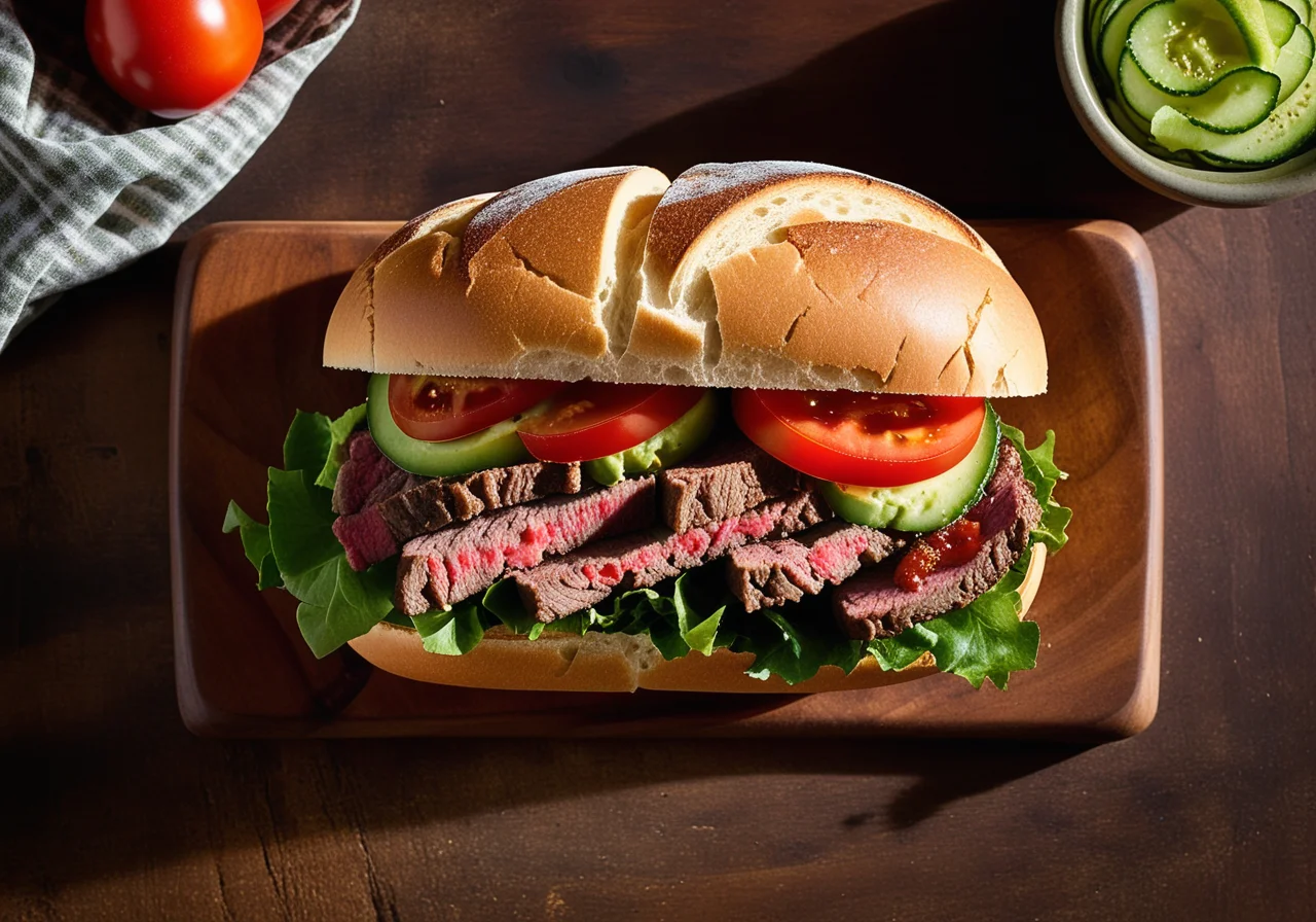 Burger with Paprika and Cucumber Relish
