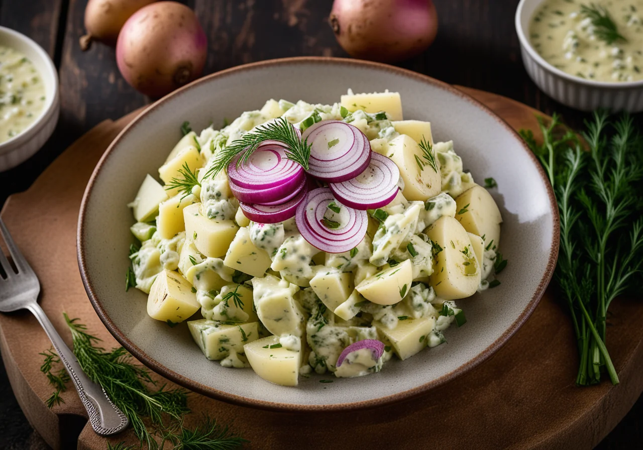 Potato Salad with Sauerkraut and Onions