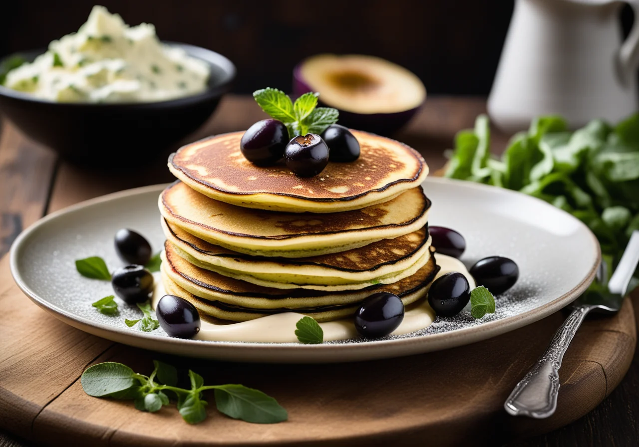 Eggplant and Sheep Cheese Stuffed Pancake