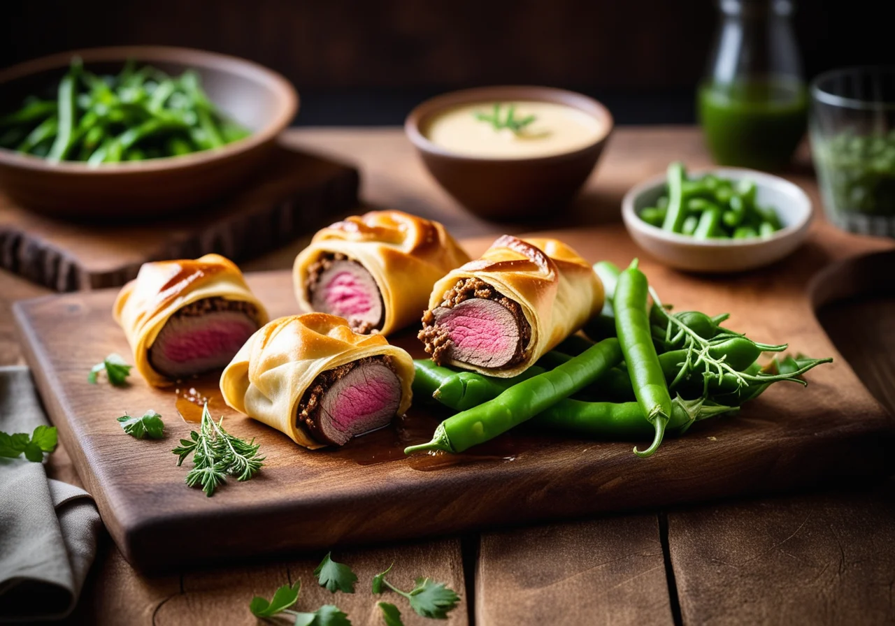 Venison Fillet Wrapped in Filo Dough with Porcini